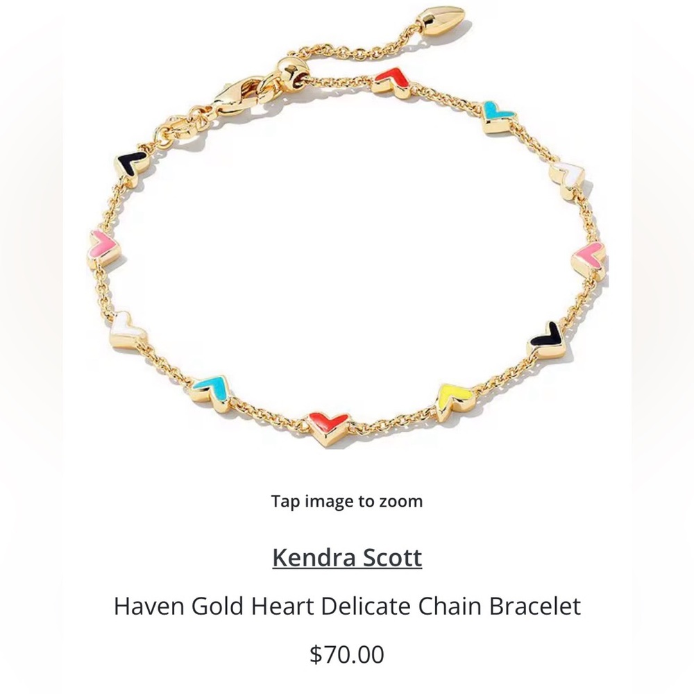Kendra Scott Gold Bracelet with Multicolor Enamel Hearts